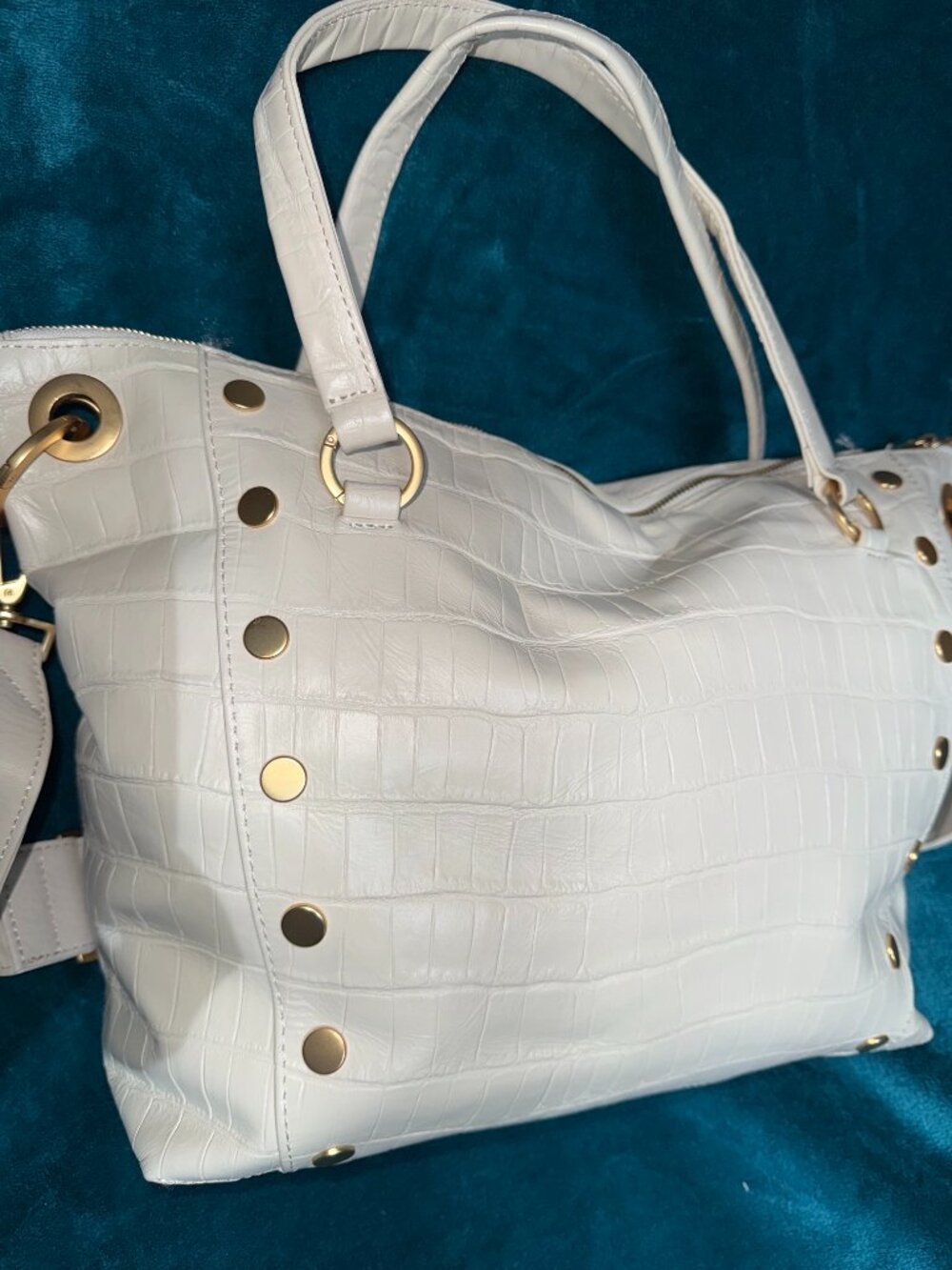 Hammitt Daniel Large Calla Lilly Leather Gold Studded Embossed Tote